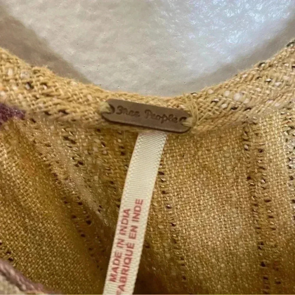 Free People Harper Striped Midi Dress Mustard Combo XS granolagirl cottage core - Picture 5 of 6